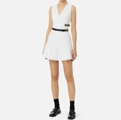Elisabetta Franchi Mini Dresses|Dresses|Stretch crêpe mini-dress with lacing Ivory