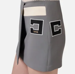 Elisabetta Franchi Skirts|Stretch crêpe miniskirt with band and logo embroidery