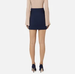 Elisabetta Franchi Tailleur|Skirts|Stretch crêpe miniskirt with belt Navy