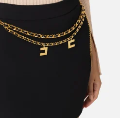 Elisabetta Franchi Tailleur|Skirts|Stretch crêpe miniskirt with belt Black