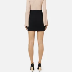 Elisabetta Franchi Tailleur|Skirts|Stretch crêpe miniskirt with belt Black