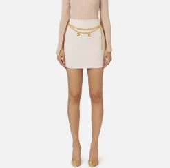 Elisabetta Franchi Tailleur|Skirts|Stretch crêpe miniskirt with belt Butter