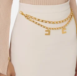 Elisabetta Franchi Tailleur|Skirts|Stretch crêpe miniskirt with belt Butter