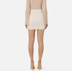 Elisabetta Franchi Tailleur|Skirts|Stretch crêpe miniskirt with belt Butter