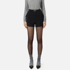 Elisabetta Franchi Trousers And Shorts|Stretch crêpe shorts with horsebit Black
