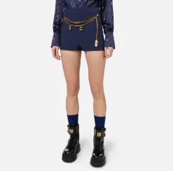 Elisabetta Franchi Trousers And Shorts|Stretch crêpe shorts with belt Navy