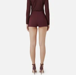 Elisabetta Franchi Trousers And Shorts|Stretch crêpe shorts with belt RougeNoir