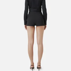 Elisabetta Franchi Trousers And Shorts|Stretch crêpe shorts with belt Black