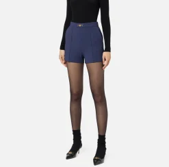 Elisabetta Franchi Trousers And Shorts|Stretch crêpe shorts with horsebit Navy