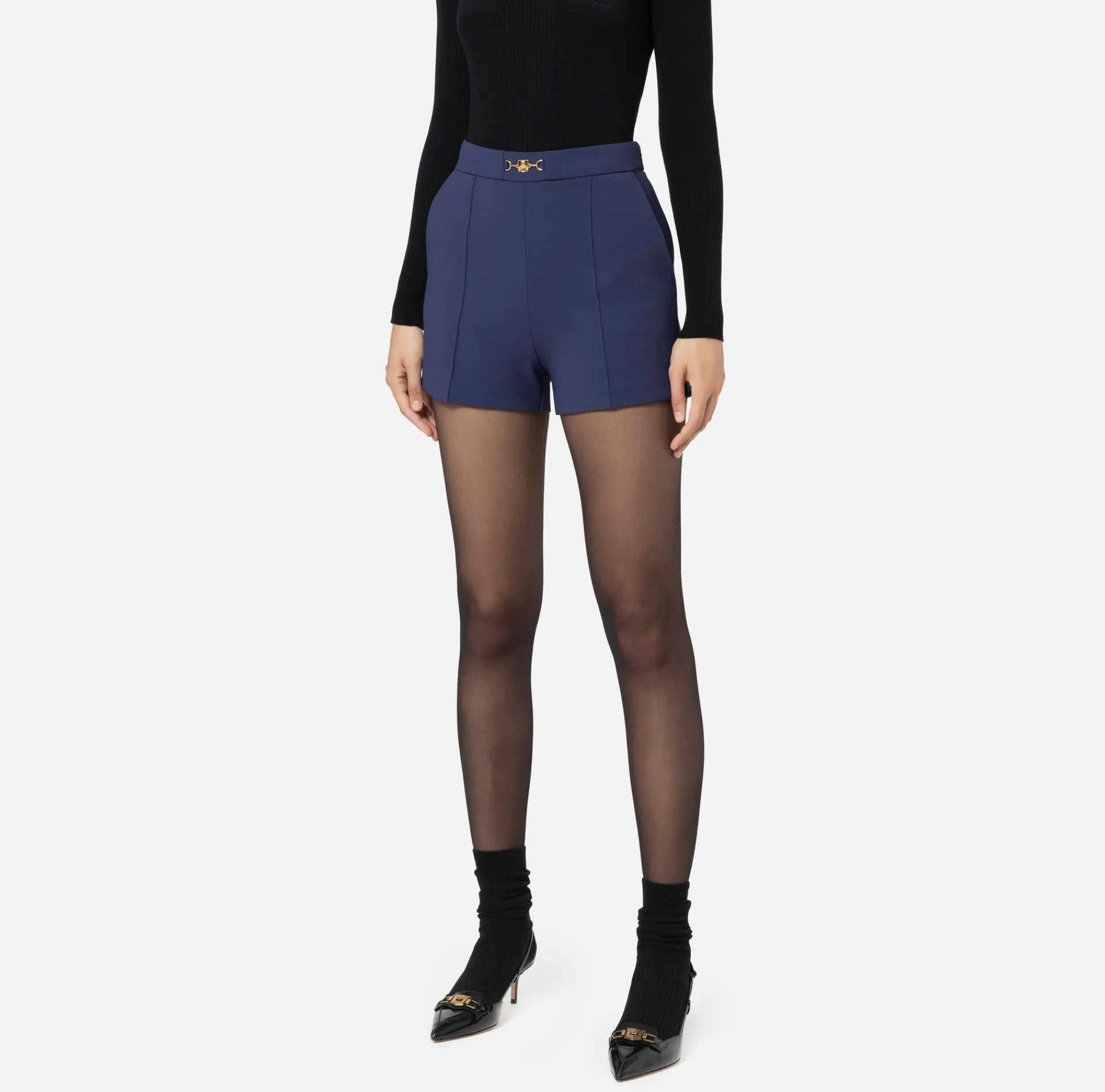 Elisabetta Franchi Trousers And Shorts|Stretch crêpe shorts with horsebit Navy