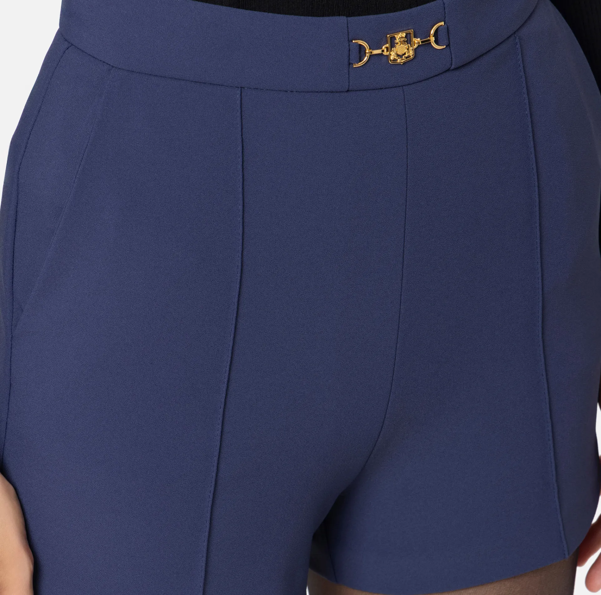 Elisabetta Franchi Trousers And Shorts|Stretch crêpe shorts with horsebit Navy