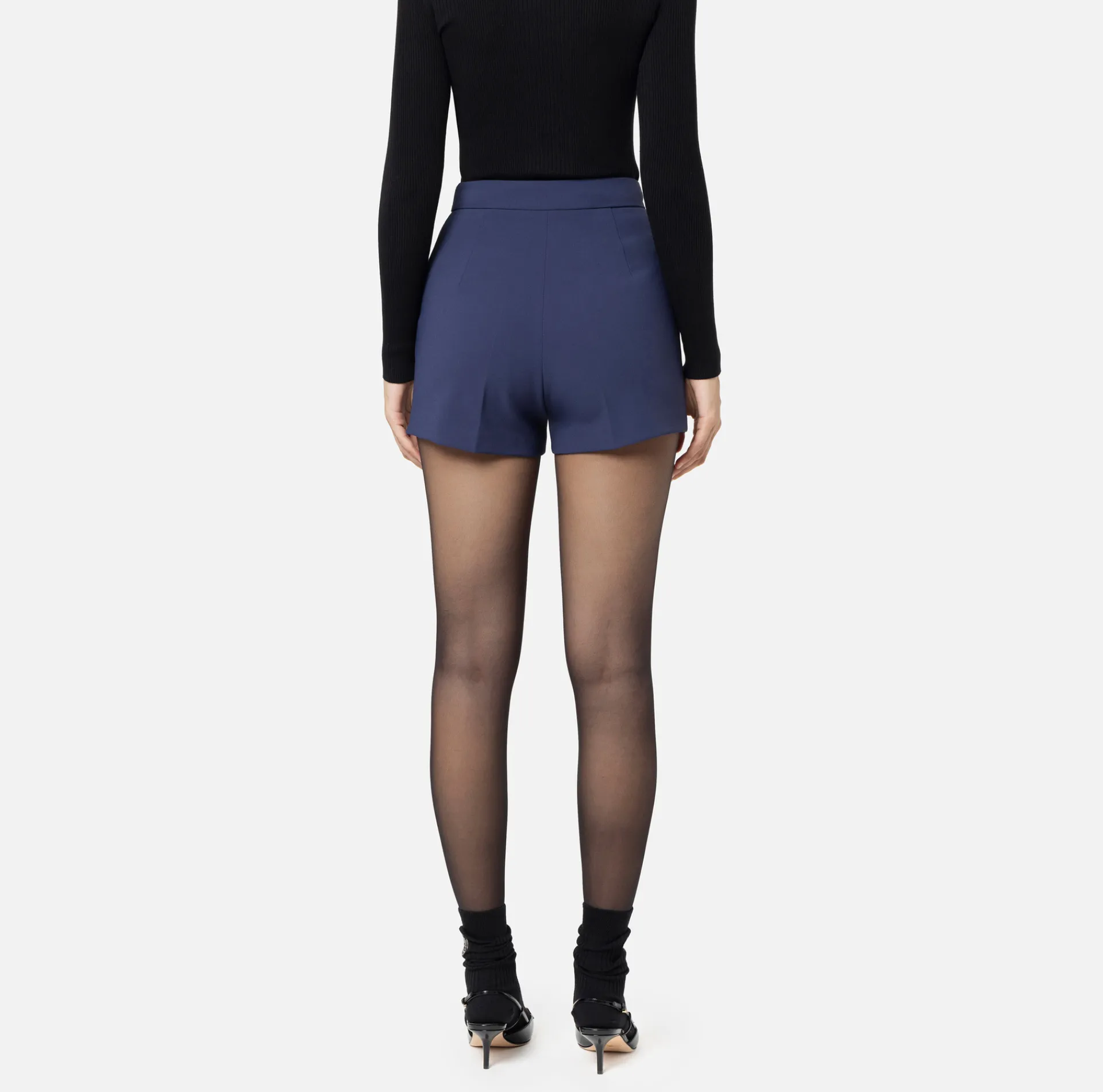 Elisabetta Franchi Trousers And Shorts|Stretch crêpe shorts with horsebit Navy