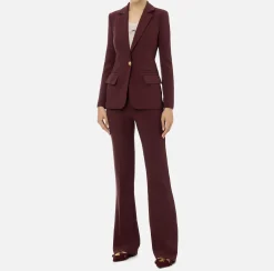 Elisabetta Franchi Tailleur|Stretch crêpe suit with fitted jacket and straight trousers RougeNoir