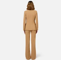 Elisabetta Franchi Tailleur|Stretch crêpe suit with fitted jacket and straight trousers Bronze
