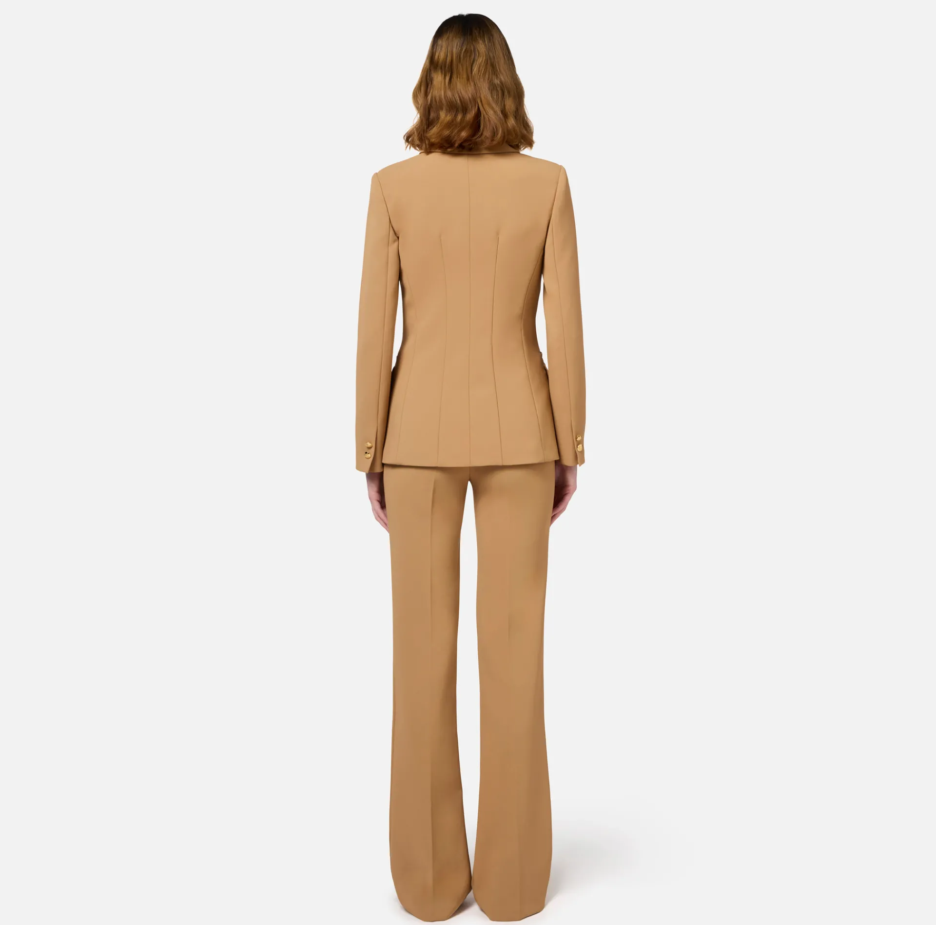 Elisabetta Franchi Tailleur|Stretch crêpe suit with fitted jacket and straight trousers Bronze