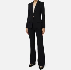Elisabetta Franchi Tailleur|Stretch crêpe suit with fitted jacket and straight trousers Black