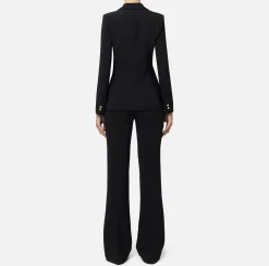 Elisabetta Franchi Tailleur|Stretch crêpe suit with fitted jacket and straight trousers Black