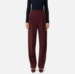 Elisabetta Franchi Trousers And Shorts|Stretch crêpe trousers with double darts RougeNoir