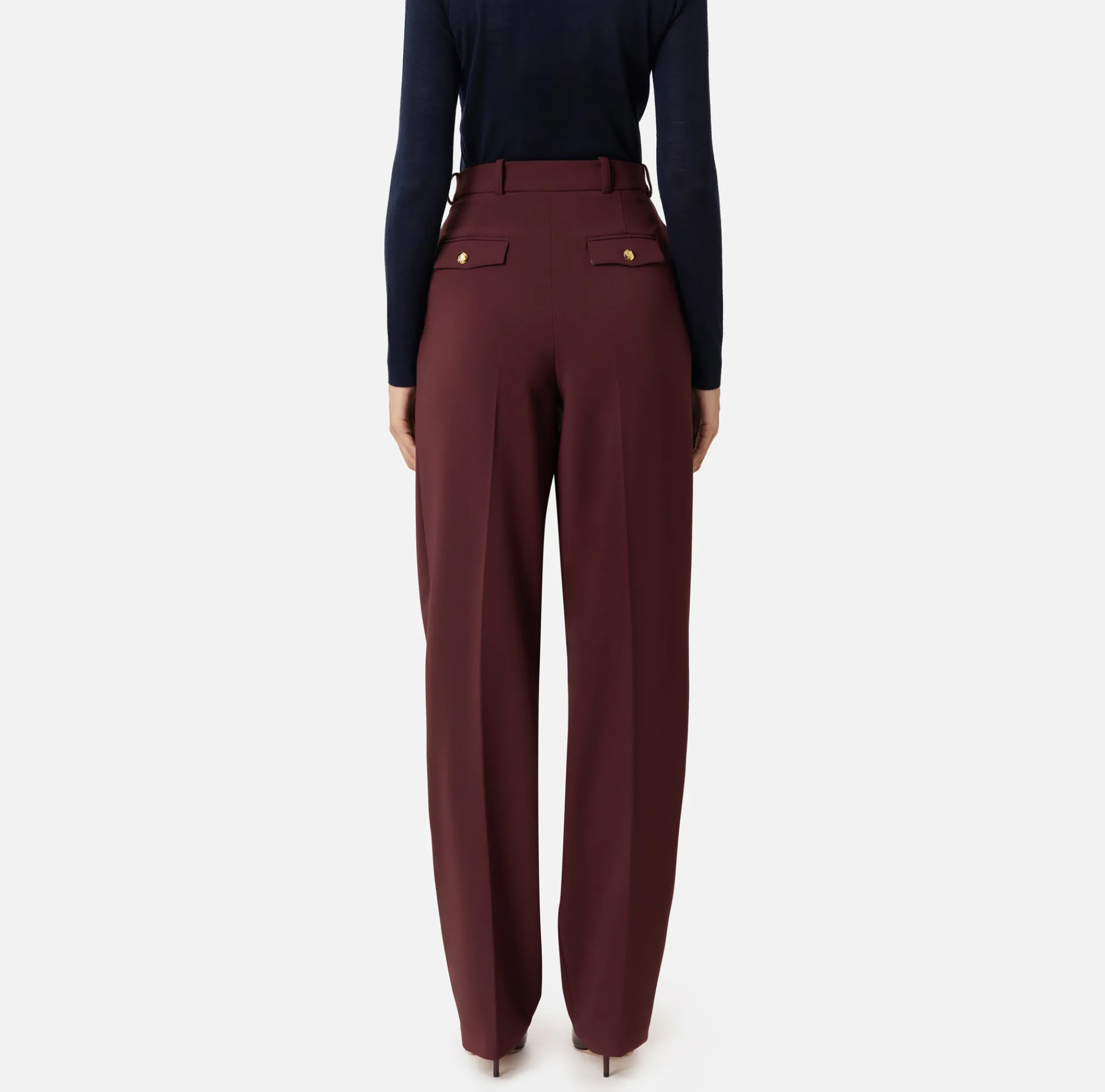 Elisabetta Franchi Trousers And Shorts|Stretch crêpe trousers with double darts RougeNoir
