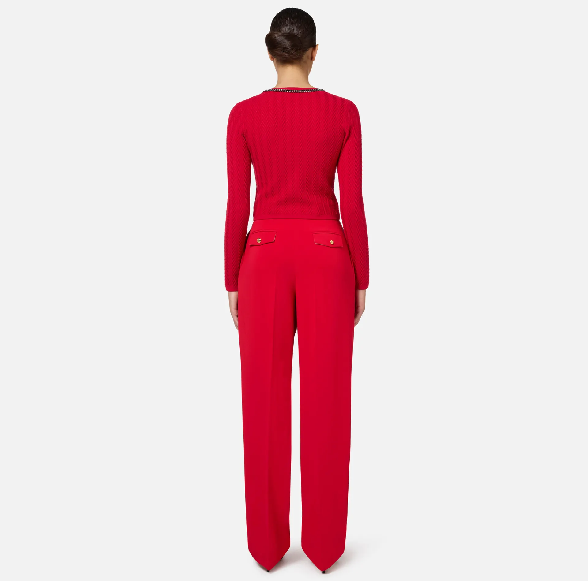Elisabetta Franchi Trousers And Shorts|Stretch crêpe trousers with double darts RedPassion