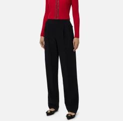 Elisabetta Franchi Trousers And Shorts|Stretch crêpe trousers with double darts Black