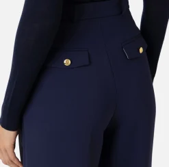 Elisabetta Franchi Trousers And Shorts|Stretch crêpe trousers with double darts Navy