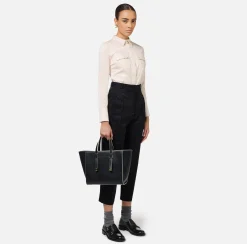 Elisabetta Franchi Shirts And Blouses|Top And T-Shirts|Stretch poplin bodysuit-style shirt with cut-out Latex