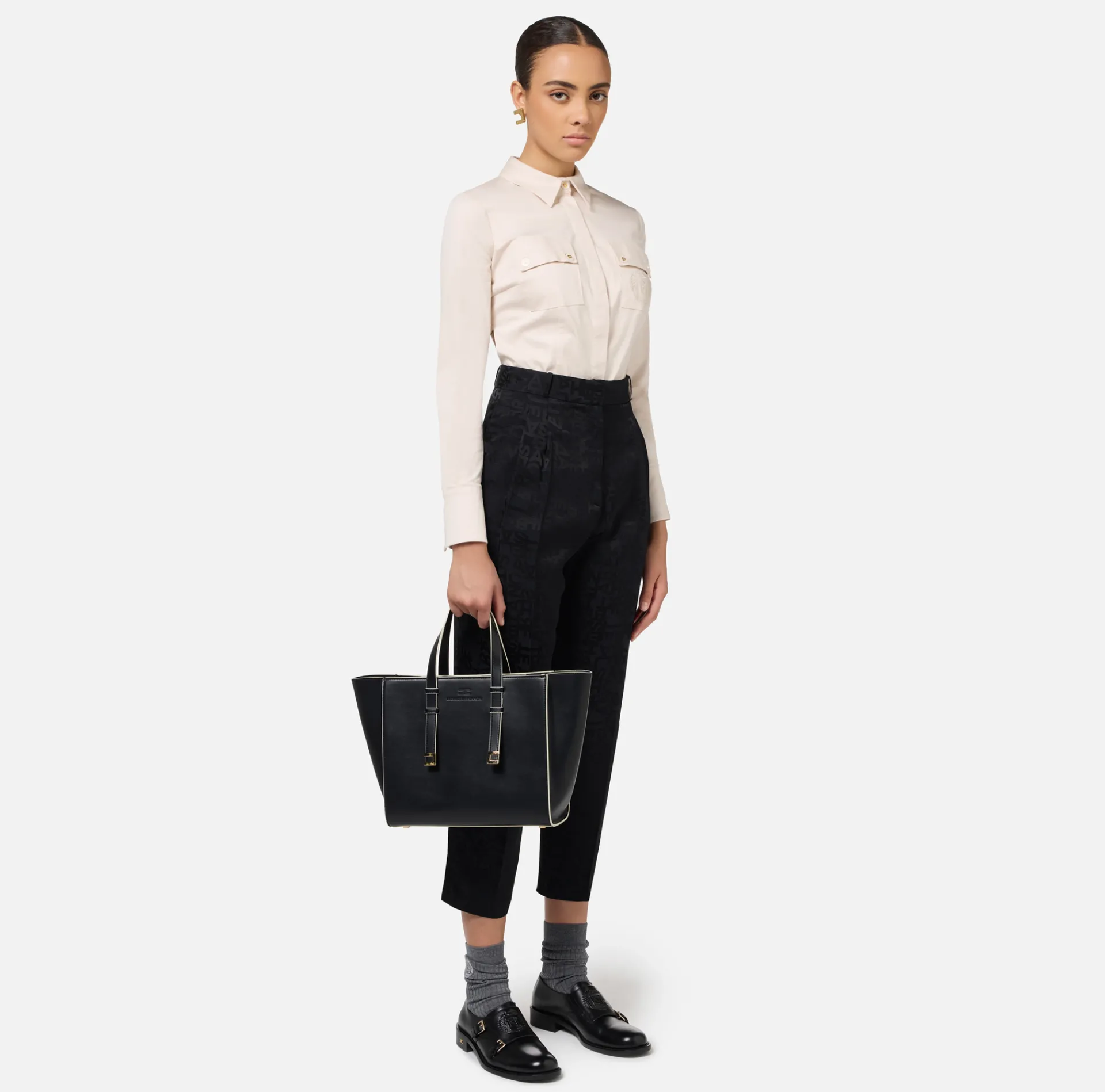 Elisabetta Franchi Shirts And Blouses|Top And T-Shirts|Stretch poplin bodysuit-style shirt with cut-out Latex