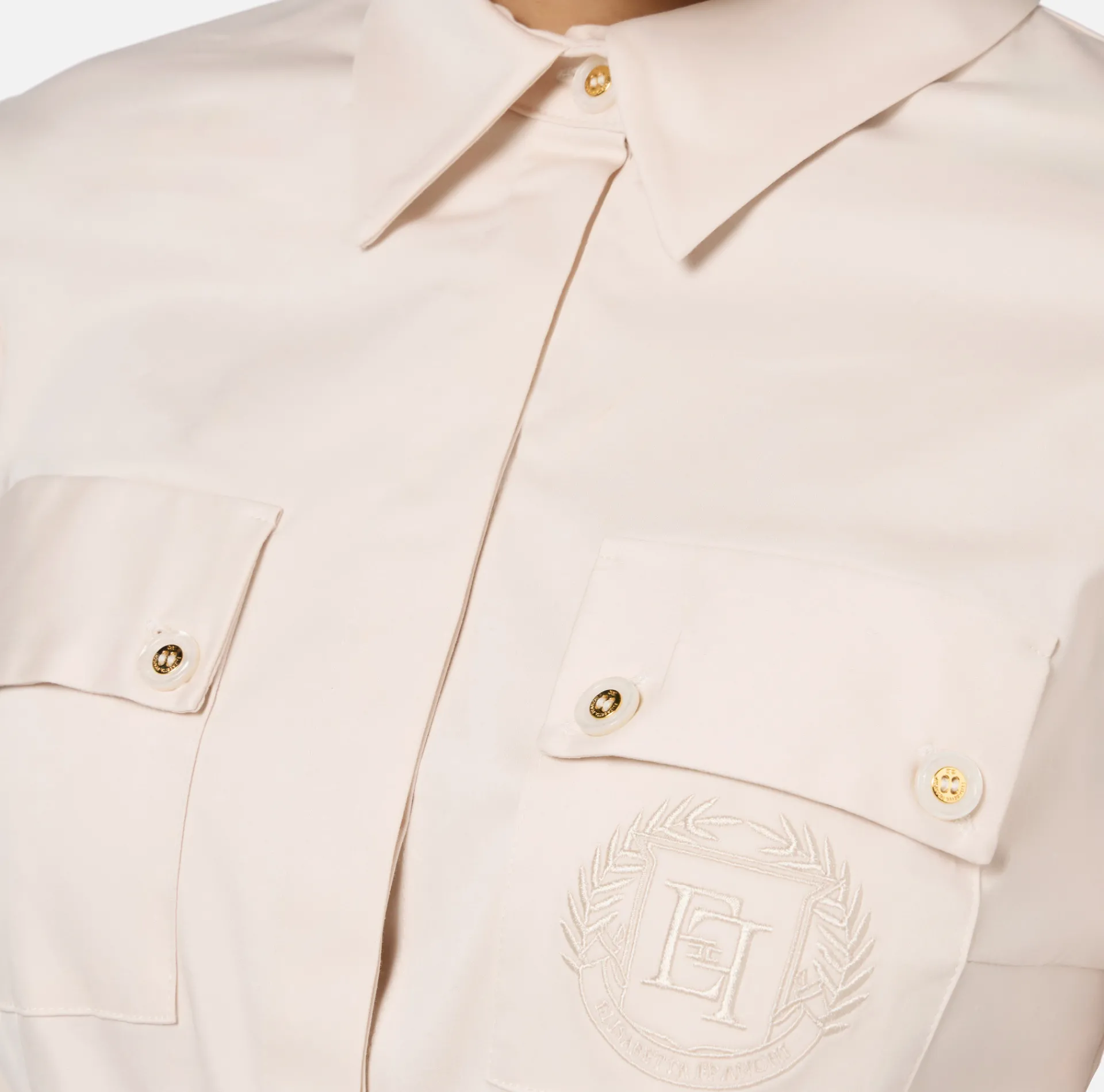 Elisabetta Franchi Shirts And Blouses|Top And T-Shirts|Stretch poplin bodysuit-style shirt with cut-out Latex