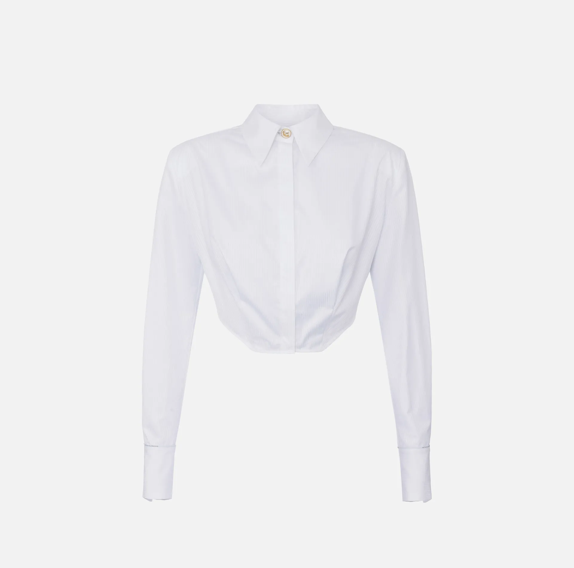 Elisabetta Franchi Shirts And Blouses|Striped cropped poplin shirt with asymmetric bottom White