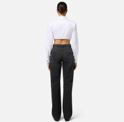 Elisabetta Franchi Shirts And Blouses|Striped cropped poplin shirt with asymmetric bottom White