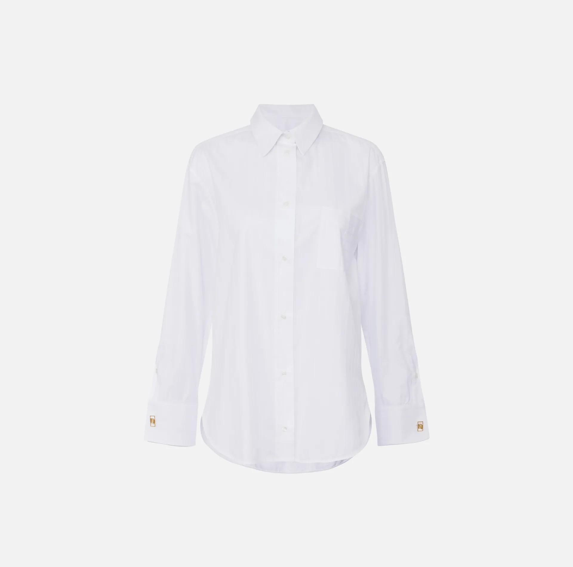 Elisabetta Franchi Shirts And Blouses|Striped jacquard poplin shirt with cufflinks White