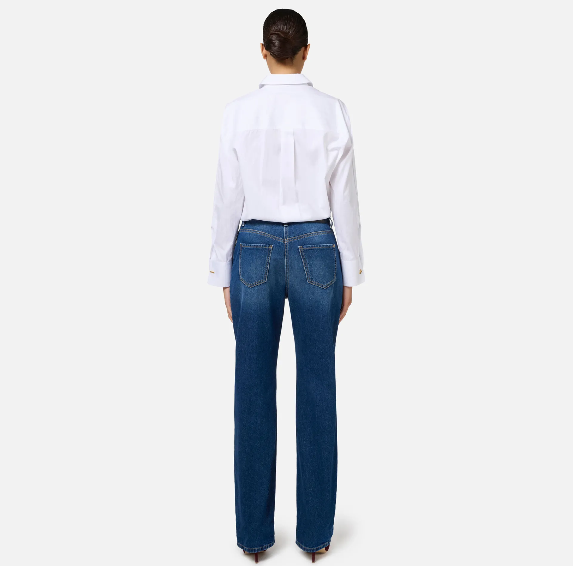 Elisabetta Franchi Shirts And Blouses|Striped jacquard poplin shirt with cufflinks White