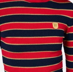Elisabetta Franchi Knitwear And Sweatshirts|Striped lurex viscose cropped top RedPassion/BlueNavy