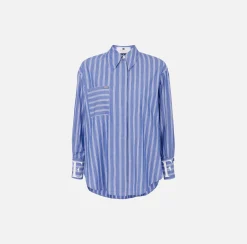 Elisabetta Franchi Shirts And Blouses|Striped poplin shirt with logo on cuffs