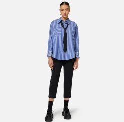 Elisabetta Franchi Shirts And Blouses|Striped poplin shirt with logo on cuffs
