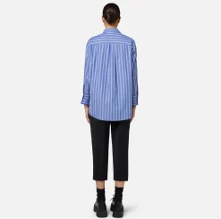 Elisabetta Franchi Shirts And Blouses|Striped poplin shirt with logo on cuffs
