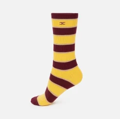 Elisabetta Franchi Stockings And Tights|Striped socks RougeNoir/Mimosa