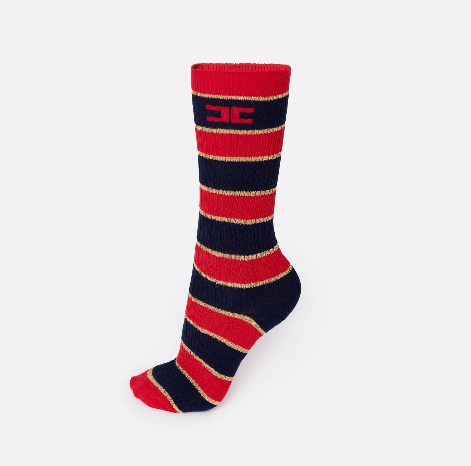 Elisabetta Franchi Stockings And Tights|Striped socks RedPassion/BlueNavy