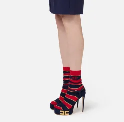 Elisabetta Franchi Stockings And Tights|Striped socks RedPassion/BlueNavy