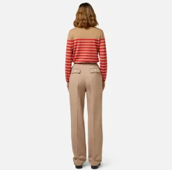 Elisabetta Franchi Knitwear And Sweatshirts|Striped wool jumper Camel/RedPassion