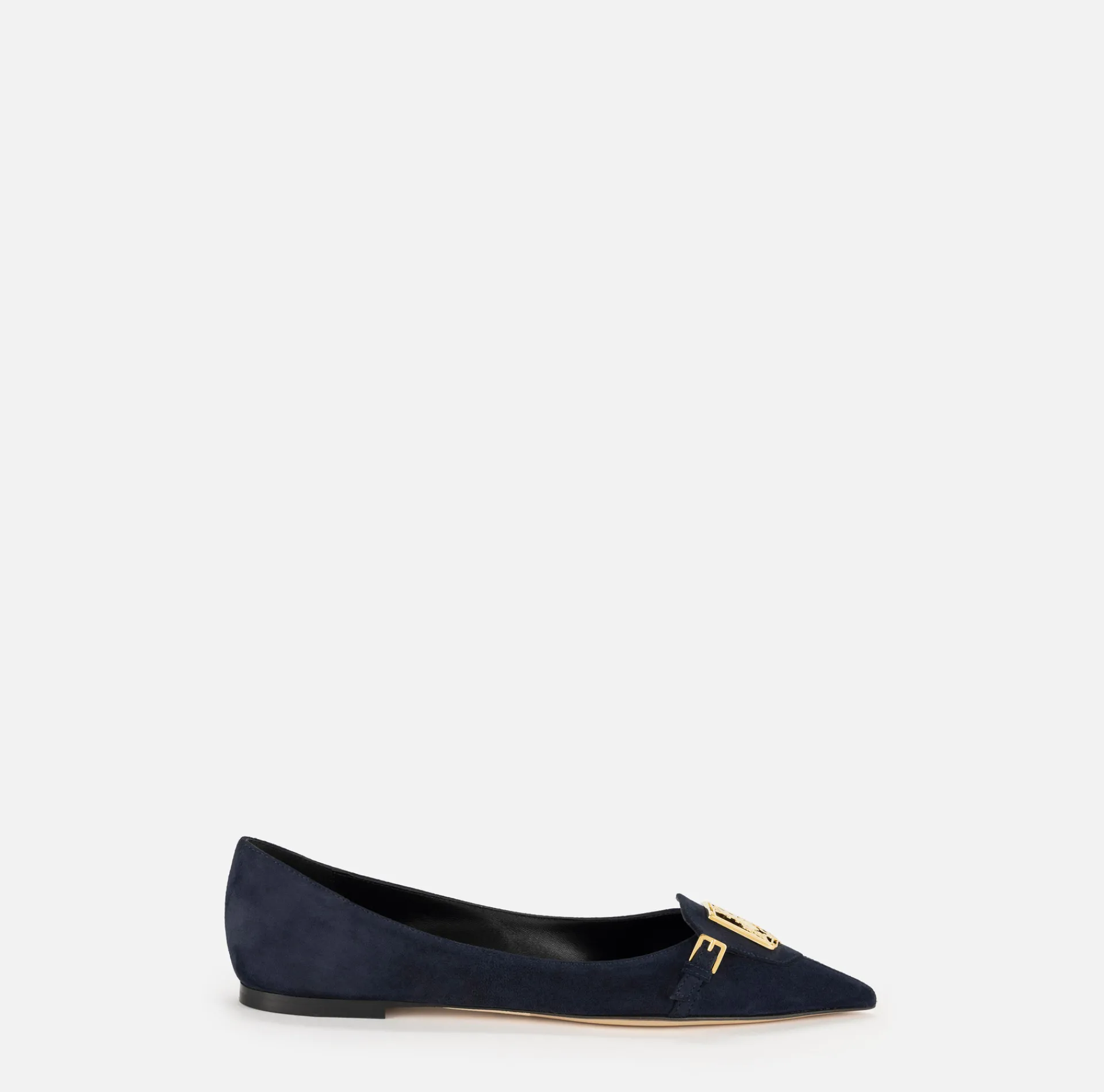 Elisabetta Franchi Sneakers & Flat Shoes|Suede flats with shield flap Navy