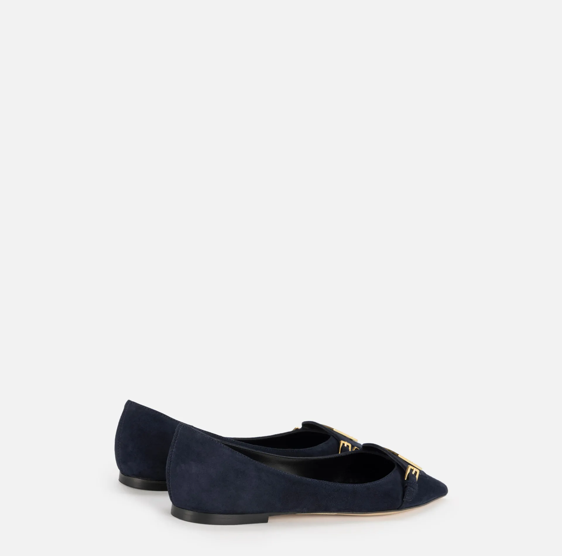 Elisabetta Franchi Sneakers & Flat Shoes|Suede flats with shield flap Navy