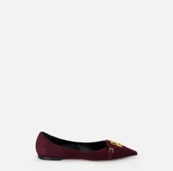 Elisabetta Franchi Sneakers & Flat Shoes|Suede flats with shield flap RougeNoir