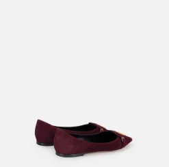 Elisabetta Franchi Sneakers & Flat Shoes|Suede flats with shield flap RougeNoir