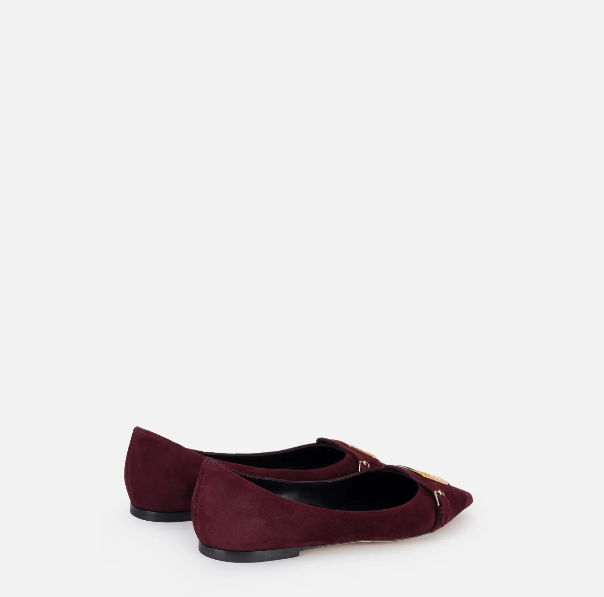 Elisabetta Franchi Sneakers & Flat Shoes|Suede flats with shield flap RougeNoir