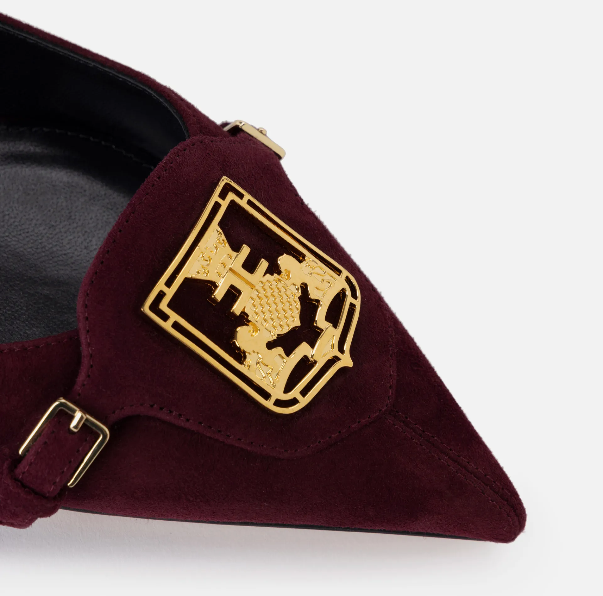 Elisabetta Franchi Sneakers & Flat Shoes|Suede flats with shield flap RougeNoir