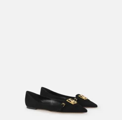 Elisabetta Franchi Sneakers & Flat Shoes|Suede flats with shield flap Black