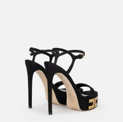 Elisabetta Franchi Sandals|Suede platform sandals with logo
