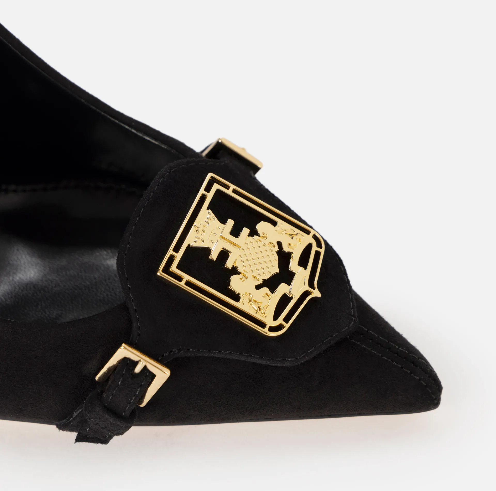 Elisabetta Franchi Pumps|Suede pump with flap and shield Black